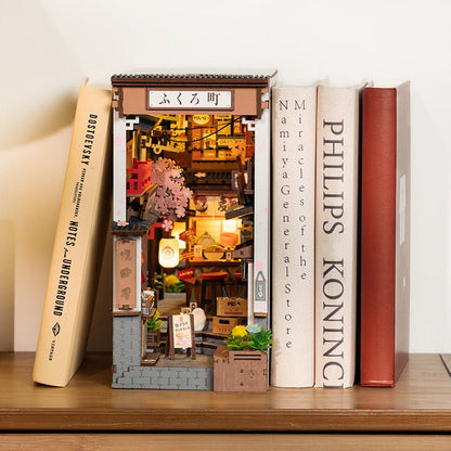ROBOTIME DIY Book Nook Kit - Sakura Wine Alley With LED Lights - Hearth & Lume