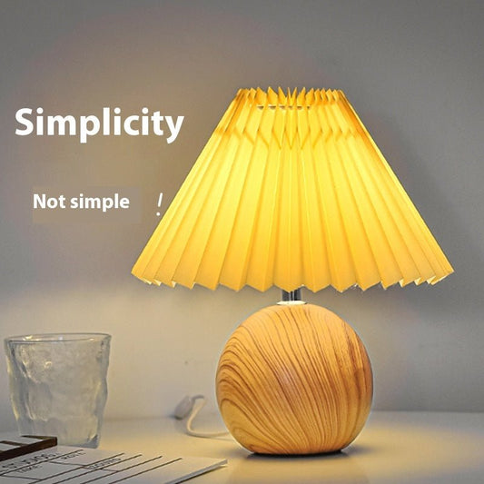 Nordic Retro Ceramic Table Lamp Pleated Bedroom - Hearth & Lume