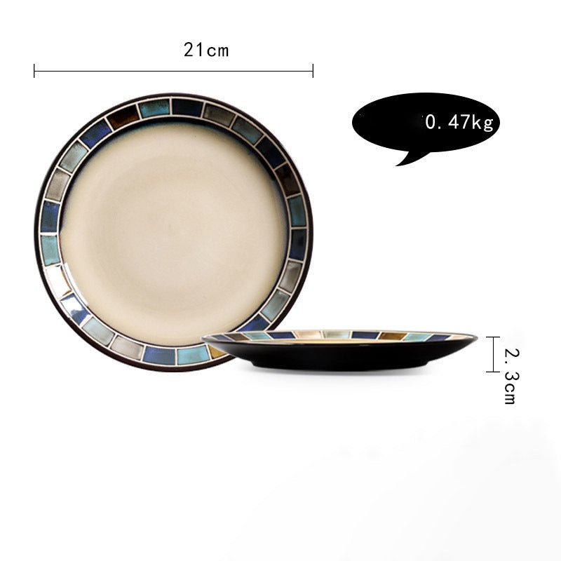 Ceramic Plate Flat Plate Creative Dish Plate Japanese Vintage Tableware - Hearth & Lume
