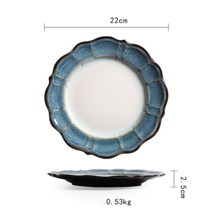 Ceramic Plate Flat Plate Creative Dish Plate Japanese Vintage Tableware - Hearth & Lume