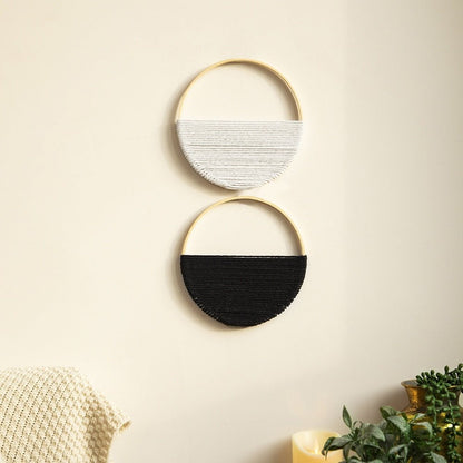 Bohemian Two Tone Bamboo Ring Hand Woven Wall Hanging - Hearth & Lume