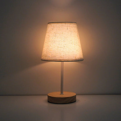 Solid Wood Fabric Iron Lamp Bedroom Bedside Lamp - Hearth & Lume