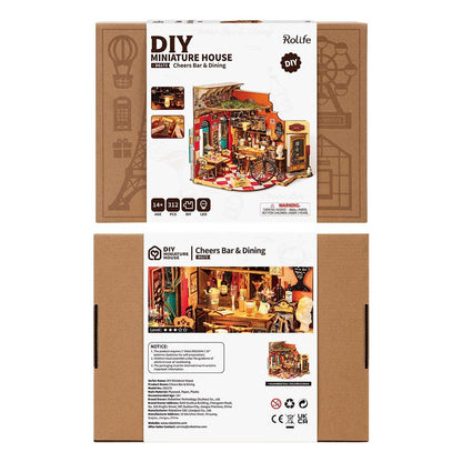 Rolife DIY Mini Bar Dollhouse Kit - 3D Puzzle Cheers Pub & Book Nook - Hearth & Lume