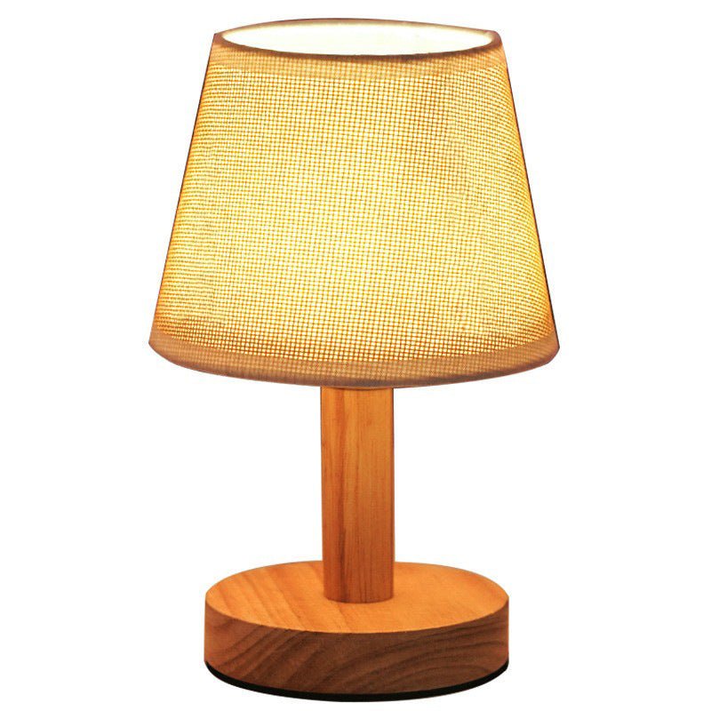 Creative Solid Wood Fabric Usb Bedroom Bedside Lamp - Hearth & Lume